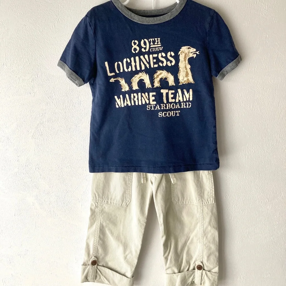 Baby Gap Lochness Tee Shirt and Roll Tab Pants 4